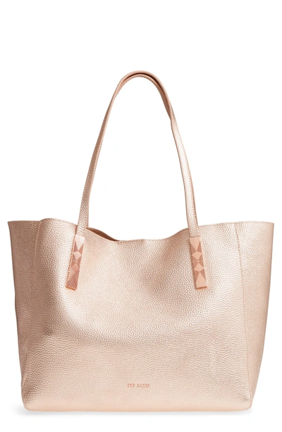 Shop Ted Baker Pionila Leather Tote - Pink In Rose Gold