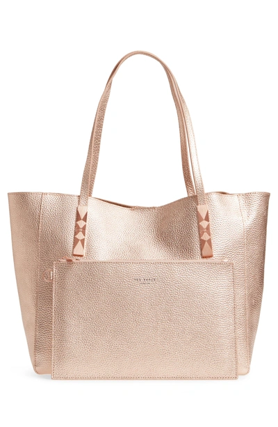 Shop Ted Baker Pionila Leather Tote - Pink In Rose Gold