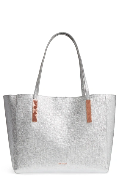 Shop Ted Baker Pionila Leather Tote - Metallic In Silver