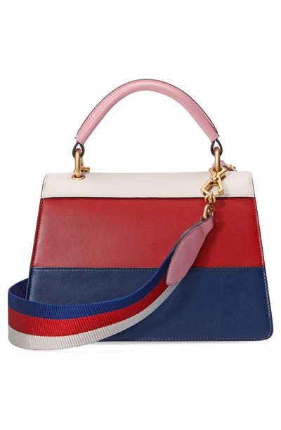 Shop Gucci Queen Margaret Top Handle Leather Satchel In Pink/white/ Red