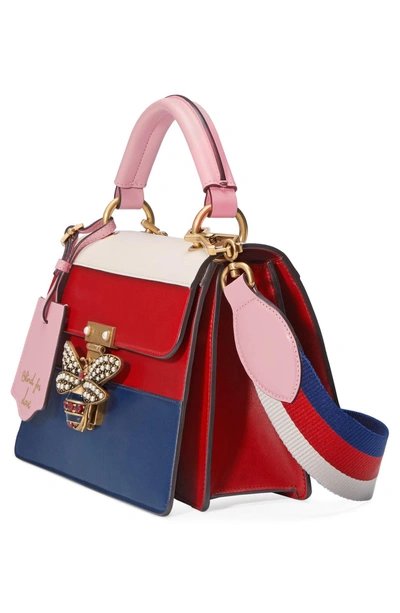 Shop Gucci Queen Margaret Top Handle Leather Satchel In Pink/white/ Red