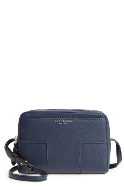 Tory Burch Block-t Double Zip Leather Crossbody Bag - Blue In Royal Navy |  ModeSens