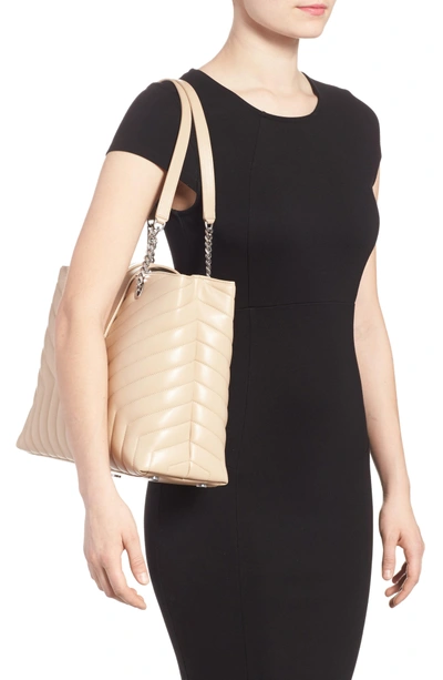 Shop Saint Laurent Large Loulou Matelasse Leather Shopper - Beige In Poudre