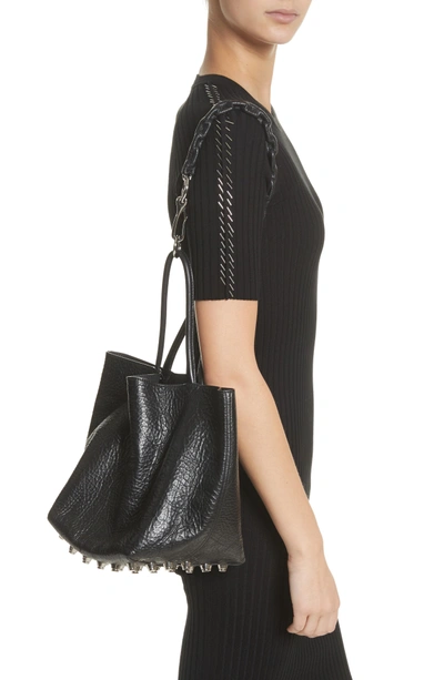 Shop Alexander Wang Small Roxy Covered Chain Leather Bucket Bag In Black