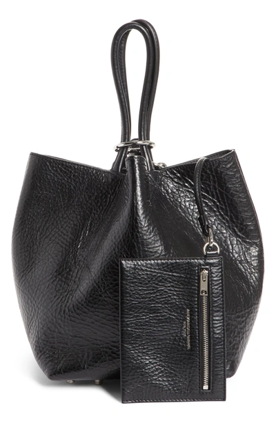 Shop Alexander Wang Small Roxy Covered Chain Leather Bucket Bag In Black