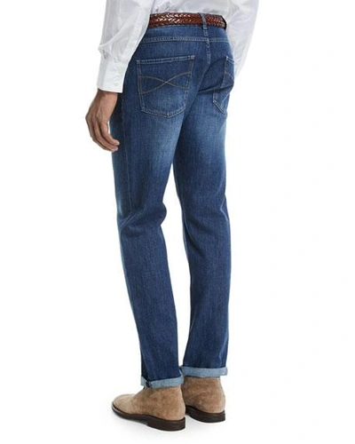 Shop Brunello Cucinelli Basic-fit Straight-leg Denim Jeans In Indigo