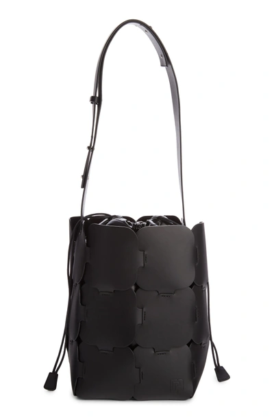 Shop Paco Rabanne Medium Element Leather Bucket Bag - Black