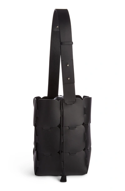 Shop Paco Rabanne Medium Element Leather Bucket Bag - Black