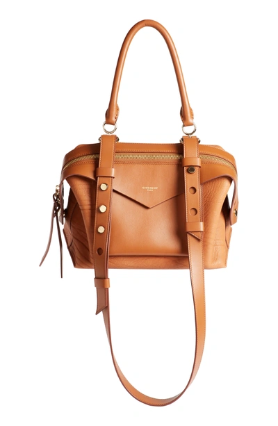 Shop Givenchy Small Sway Leather Satchel - Brown In Cognac