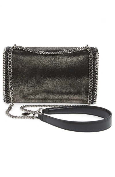Shop Stella Mccartney Faux Leather Flap Shoulder Bag - Metallic In Ruthenium