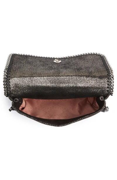 Shop Stella Mccartney Faux Leather Flap Shoulder Bag - Metallic In Ruthenium