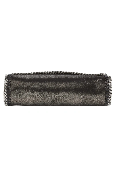 Shop Stella Mccartney Faux Leather Flap Shoulder Bag - Metallic In Ruthenium