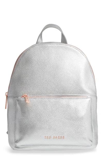 Shop Ted Baker Pearen Leather Backpack - Metallic In Silver