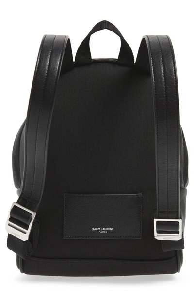 Shop Saint Laurent Toy Embroidered Logo Leather Backpack - Black In Noir