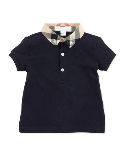 Shop Burberry Mini Pique Polo Shirt In Navy