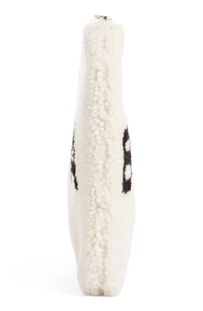 Shop Balenciaga Genuine Shearling Pouch - White In Blanc/ Noir