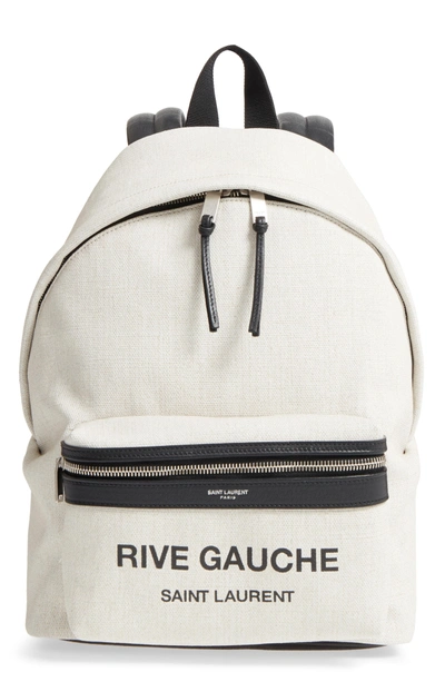 Shop Saint Laurent City Mini Rive Gauche Backpack - Ivory In Canvas