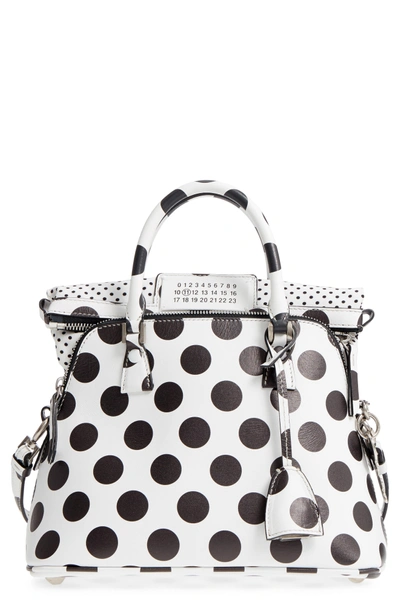 Shop Maison Margiela Medium 5ac Leather Handbag - White In White/ Black
