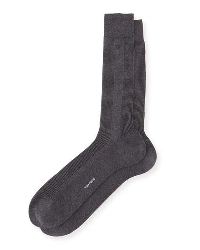 Shop Tom Ford Basic Ribbed Knit Socks, Gray