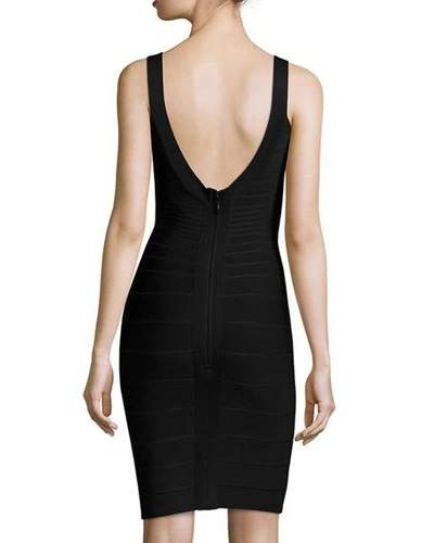 Shop Herve Leger Scoop-neck Bandage Dress In Black