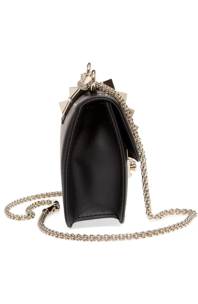 Shop Valentino Small Lock Leather Crossbody Bag - Black In Nero