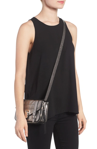 Shop Proenza Schouler Mini Ps1 Metallic Leather Crossbody Bag - Metallic In Dark Silver