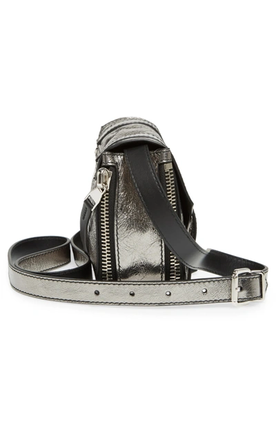 Shop Proenza Schouler Mini Ps1 Metallic Leather Crossbody Bag - Metallic In Dark Silver