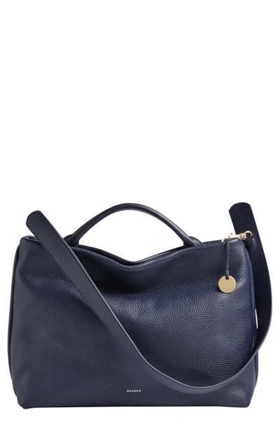 Shop Skagen Mikkeline Leather Satchel - Blue In Ink