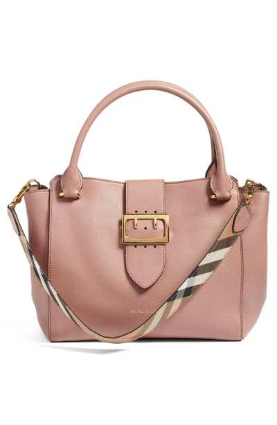 Burberry Pink Grainy Leather Small Buckle Tote Bag - Yoogi's Closet