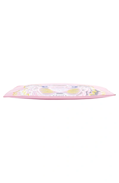 Shop Kenzo Kanvas Tiger Embroidered A4 Pouch - Pink In Flamingo Pink