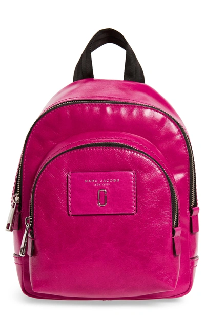 Shop Marc Jacobs Mini Double Pack Leather Backpack - Pink In Hydrangea