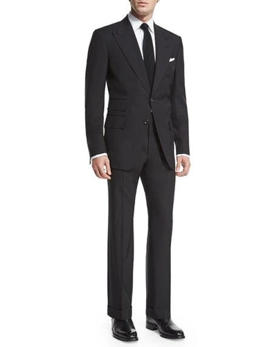 Shop Tom Ford Windsor Base Peak-lapel Two-piece Suit, Black