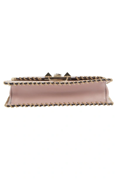 Shop Valentino Demilune Whipstitch Leather Shoulder Bag - Pink In Lipstick