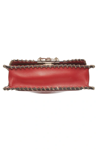 Shop Valentino Demilune Whipstitch Leather Shoulder Bag - Red
