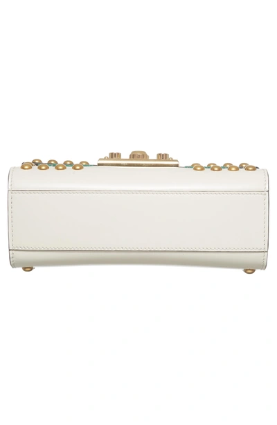 Shop Gucci Small Padlock Embroidered Leather Shoulder Bag - White In Mystic White/ Multi