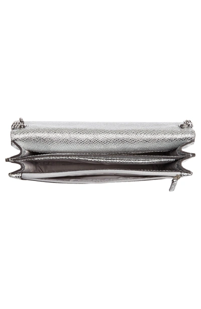 Shop Michael Kors Large Metallic Leather Crossbody Bag - Metallic In Silver