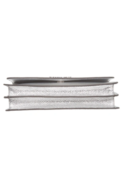 Shop Michael Kors Large Metallic Leather Crossbody Bag - Metallic In Silver