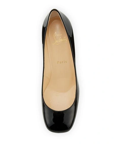 Christian Louboutin Cadrilla Patent Block-heel Red Sole Pump In Black