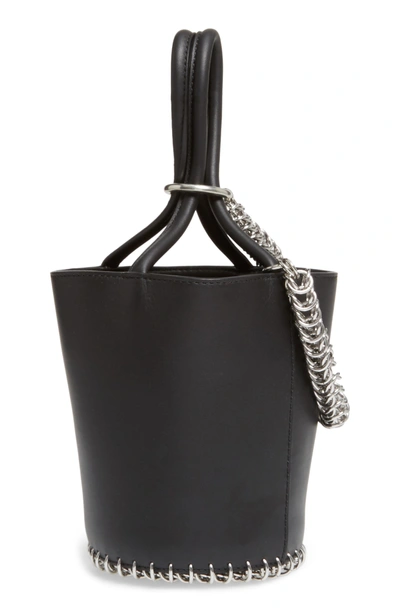 Shop Alexander Wang Roxy Box Chain Leather Bucket Bag - Black