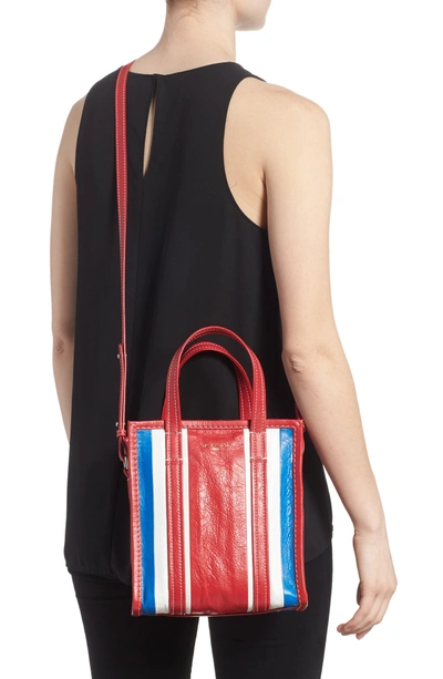 Shop Balenciaga Extra Small Bazar Leather Aj Shopper - Blue In Blue/ Blanc/ Rouge