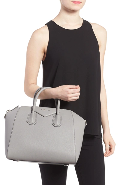 Shop Givenchy 'medium Antigona' Sugar Leather Satchel - Grey In Pearl Grey