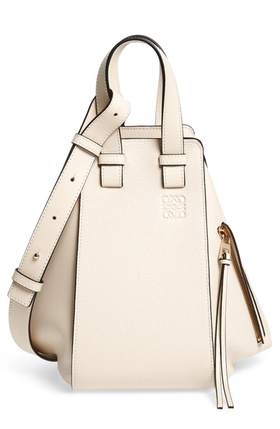 Shop Loewe Small Hammock Tricolor Pebbled Leather Hobo - Ivory