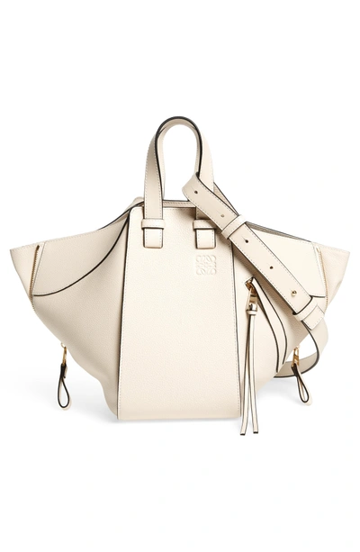 Shop Loewe Small Hammock Tricolor Pebbled Leather Hobo - Ivory