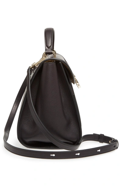 Shop Ferragamo Small Sophia Leather Satchel - Black In Nero/ Agento/ New Bianco