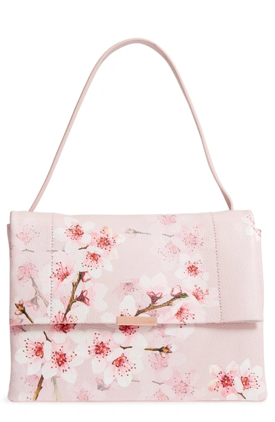 Shop Ted Baker Jayde Soft Blossom Leather Shoulder Bag - Pink In Light Pink