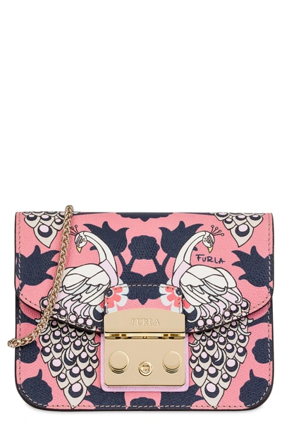 Shop Furla Mini Metropolis Print Leather Crossbody Bag - Pink In Toni Orchidea