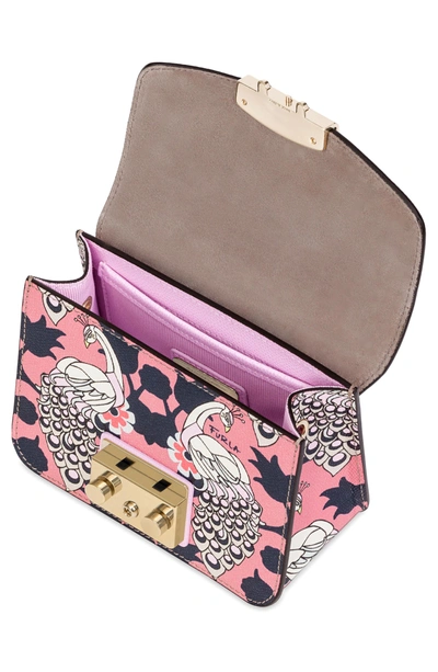 Shop Furla Mini Metropolis Print Leather Crossbody Bag - Pink In Toni Orchidea