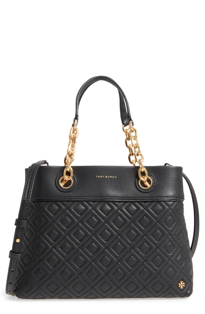 Shop Tory Burch Small Fleming Leather Tote - Black