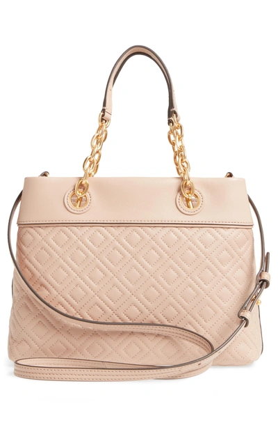 Shop Tory Burch Small Fleming Leather Tote - Pink In New Mink