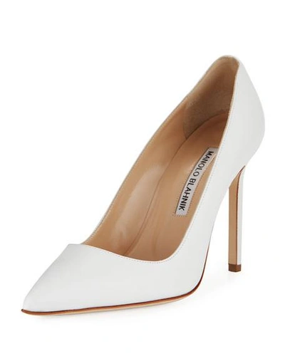 Manolo Blahnik Women's Bb 105 Leather Pumps In White Leather 